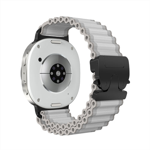 Samsung Galaxy Watch 8 - 44mm Outdoor Nylon Strap with P-Buckle (White with Black)