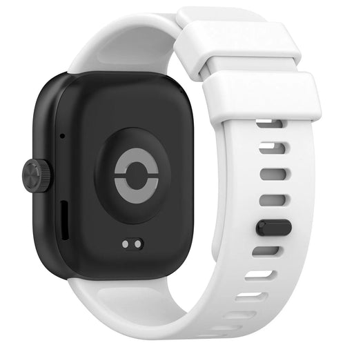 Silicone Strap, white, on a watch, 3/4 rear view