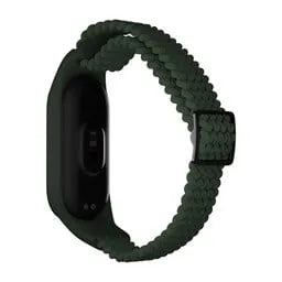 Nylon Mi Braided Strap, green, on a watch, 3/4 rear view