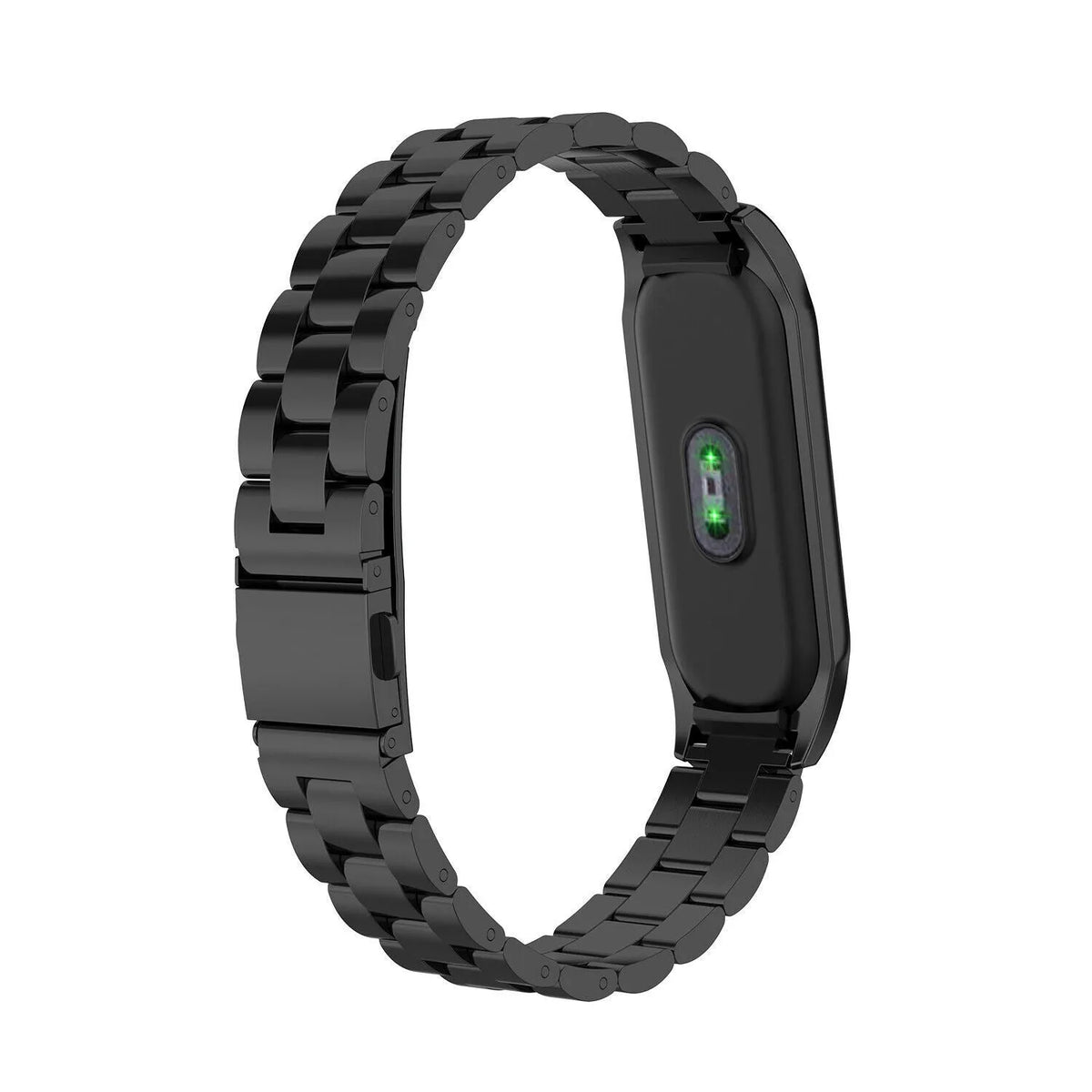 Steel Strap, black, on a watch, 3/4 rear view