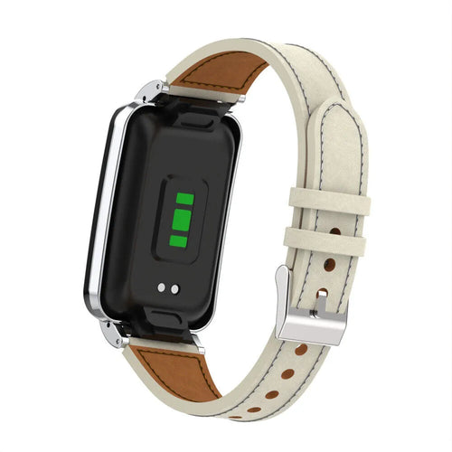 Leather Strap, white, on a watch, 3/4 rear view