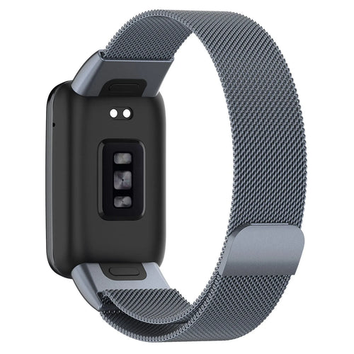 Milanese Strap, space grey, on a watch, 3/4 rear view