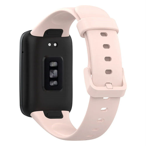 Silicone Strap, pink, on a watch, 3/4 rear view