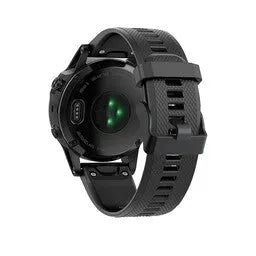 Silicone Strap, black, on a watch, 3/4 rear view
