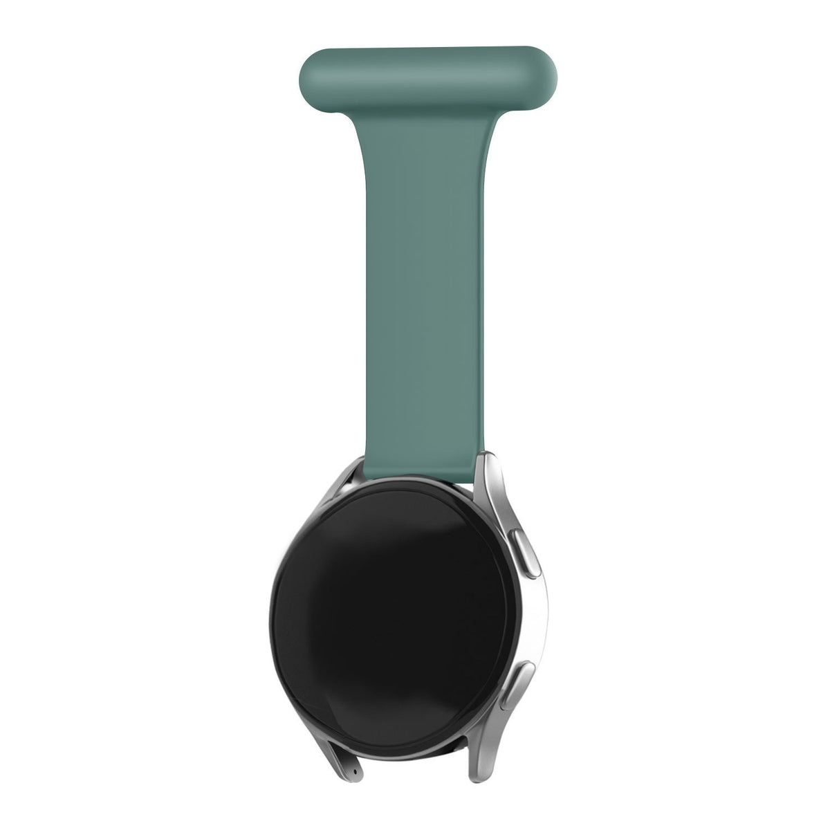 Silicone Nurse Fob, green, on a watch, direct front view