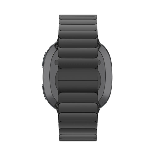 Steel Strap 'One Bead', black, on a watch, direct front view