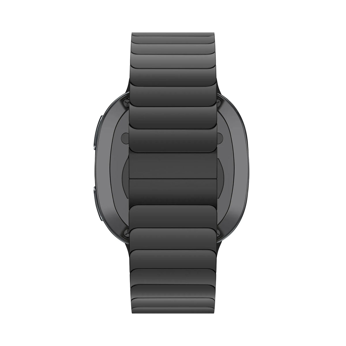 Steel Strap 'One Bead', black, on a watch, direct front view