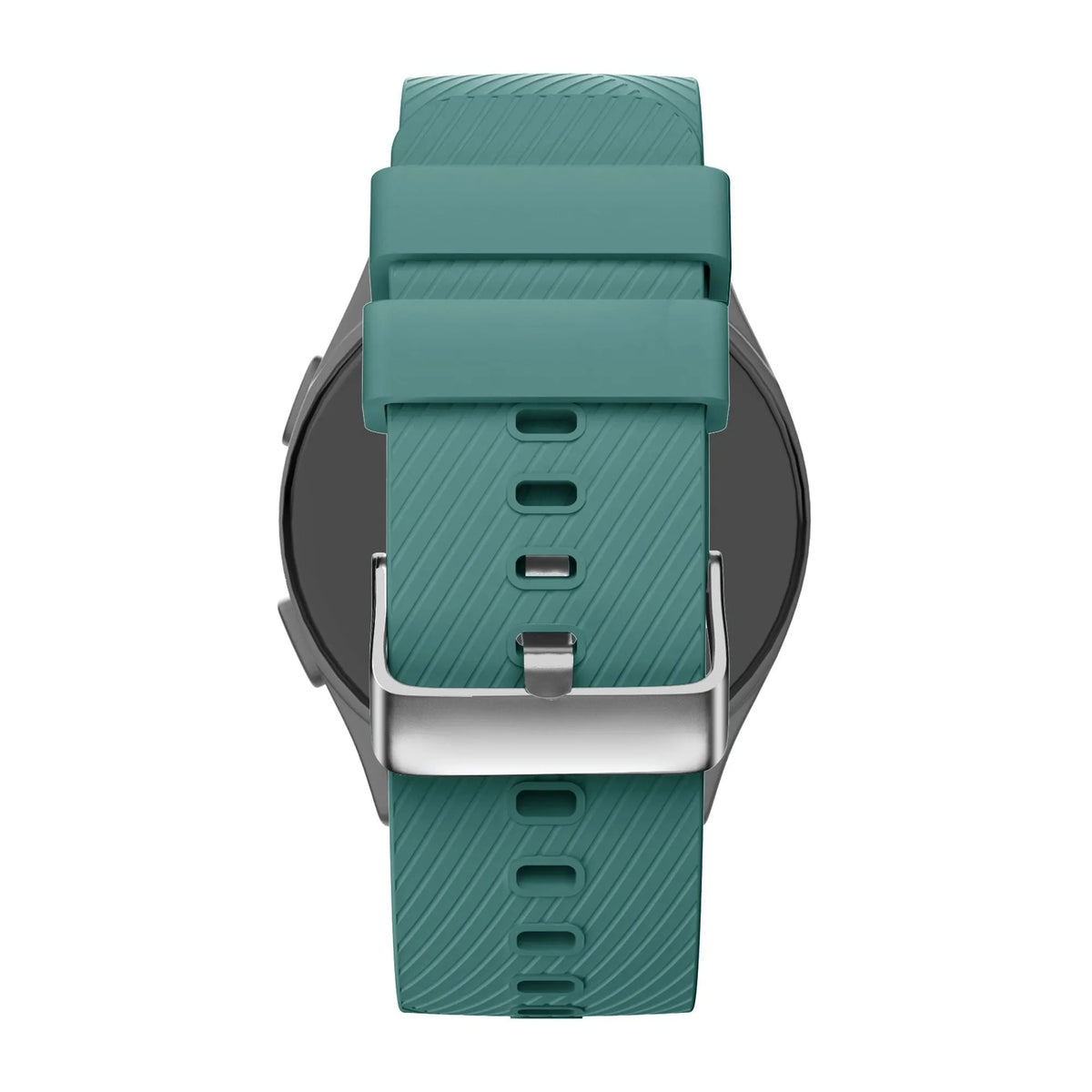 Silicone Strap 'Deluxe', viridian, on a watch, direct front view