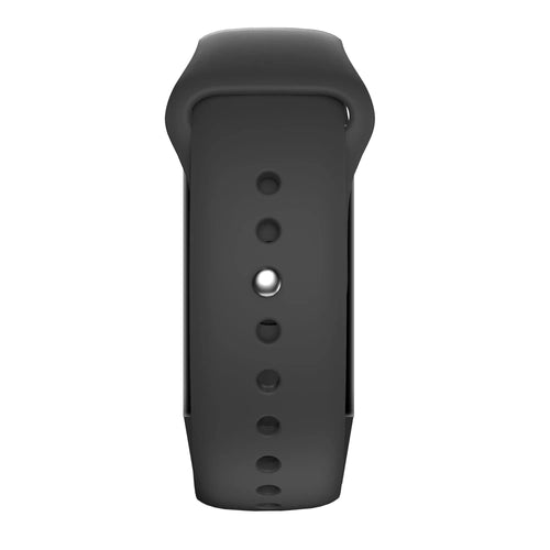 Silicone Sport Strap 'Deluxe', black, on a watch, direct front view