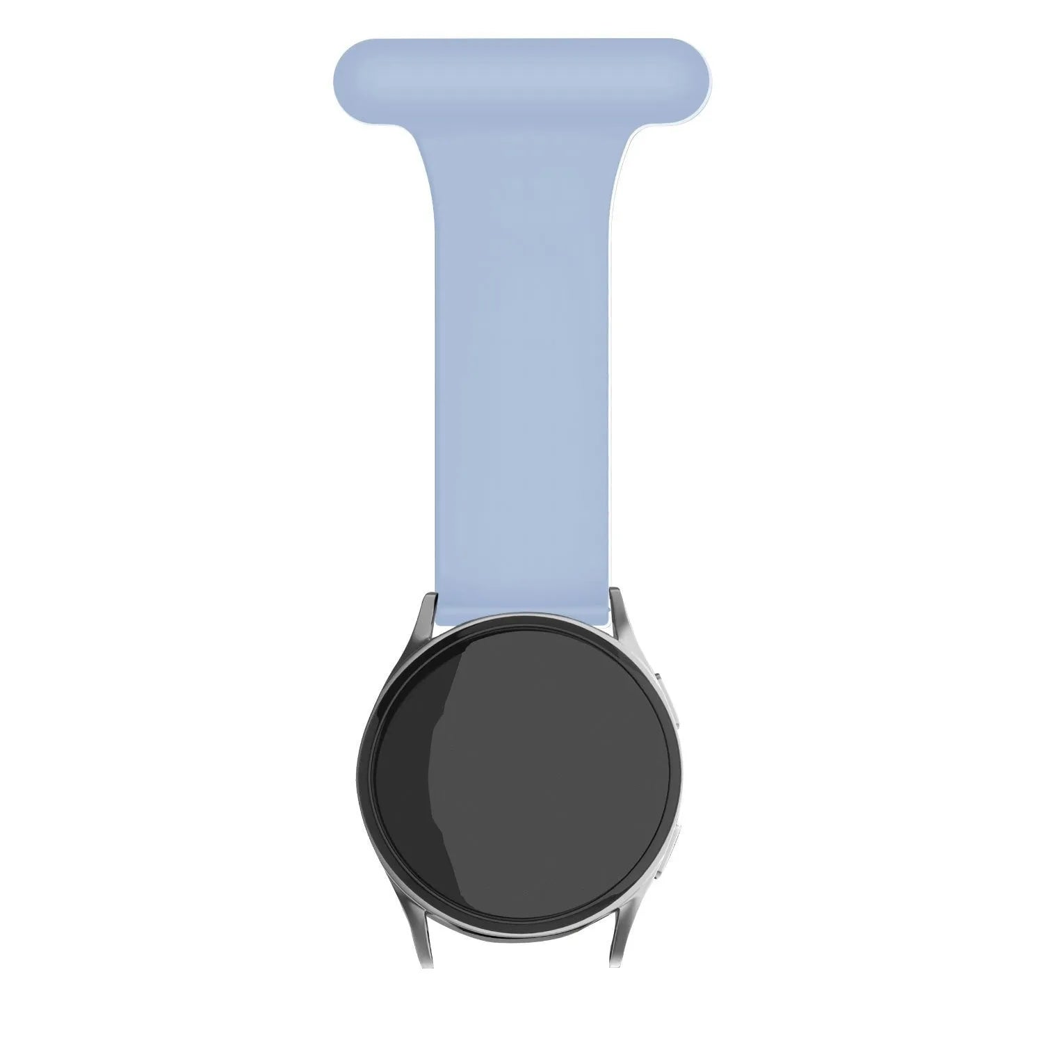 Silicone Nurse Fob, light blue, on a watch, direct front view