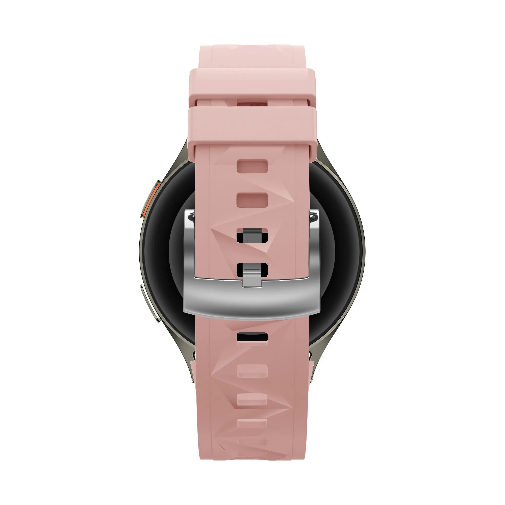 Silicone Strap 'Easy Fit', pink, on a watch, direct front view