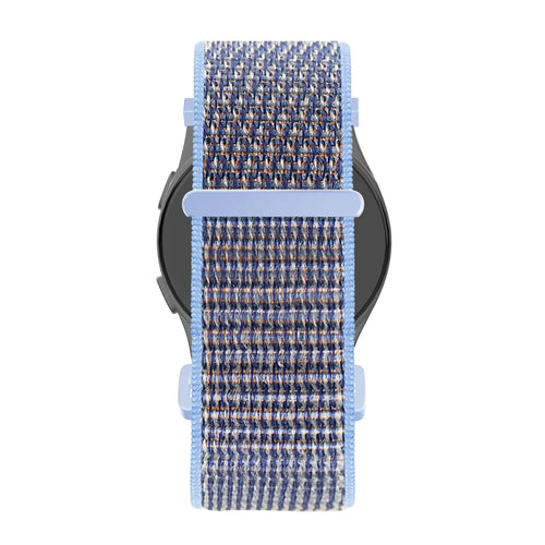 Nylon Loop Strap, azure blue, on a watch, direct front view