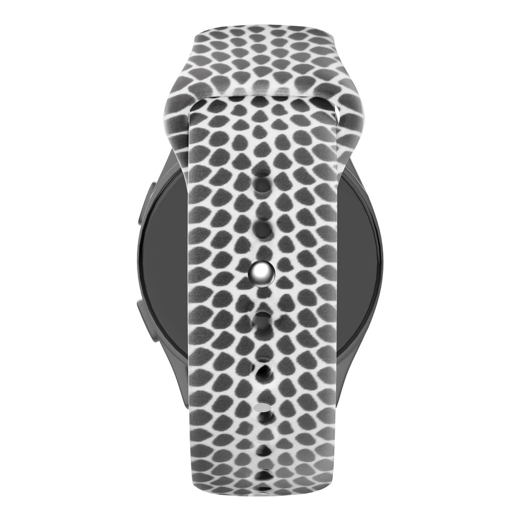 Silicone Patterned Strap, snake, on a watch, direct front view