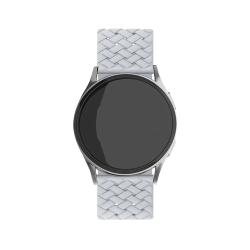 Braided Silicone Strap, grey, on a watch, direct front view