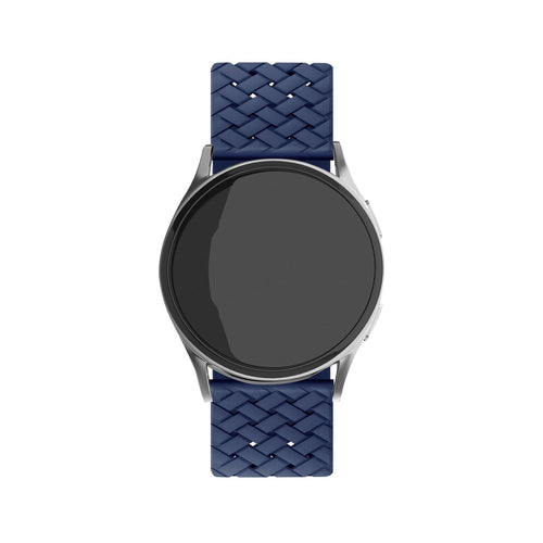 Braided Silicone Strap, dark blue, on a watch, direct front view