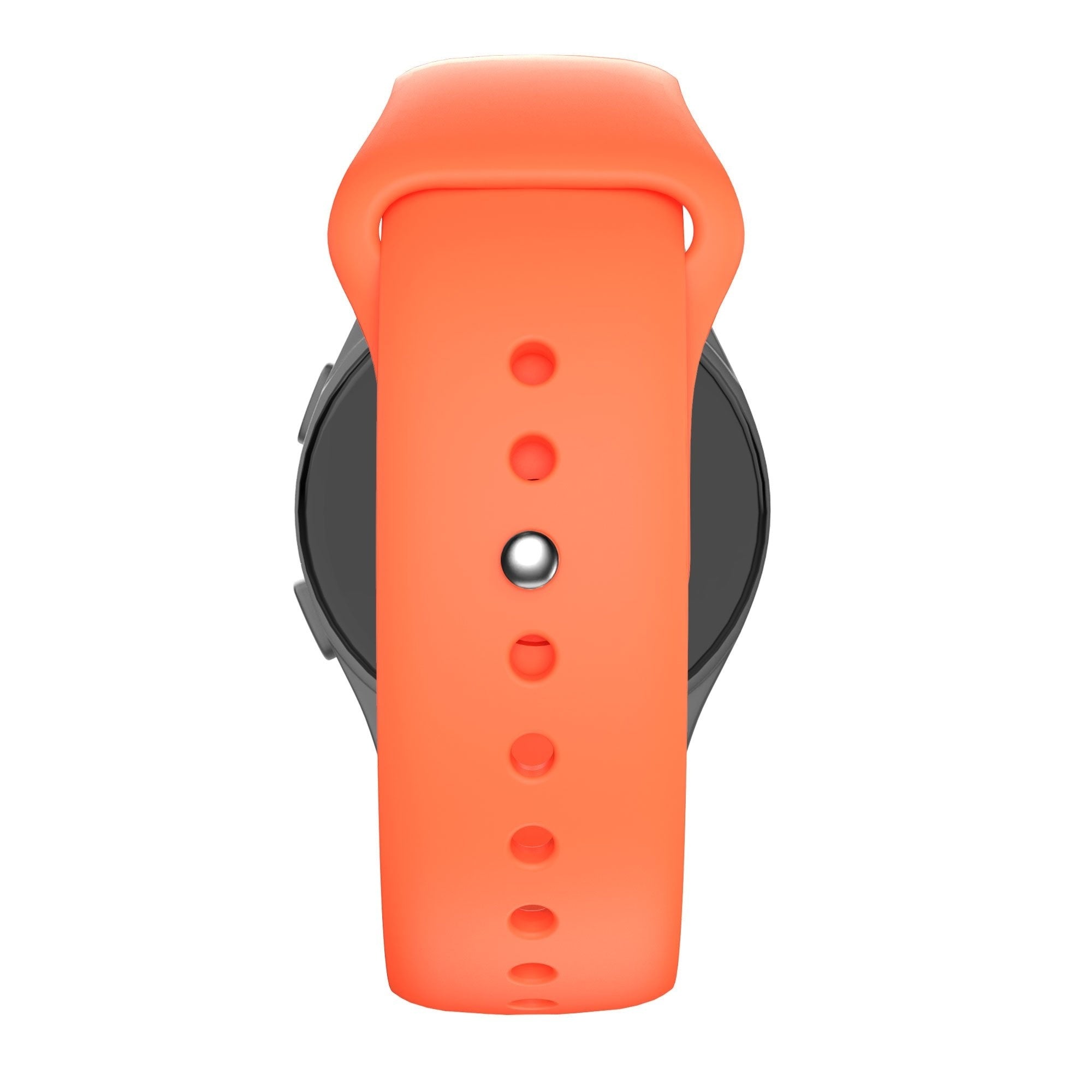 Silicone Sport Strap 'Deluxe', orange, on a watch, direct front view