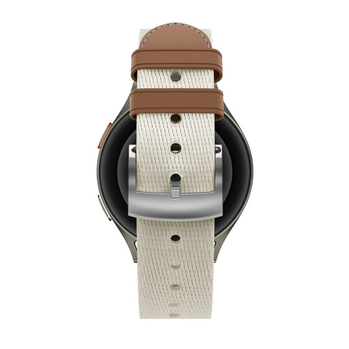 Bandz OnePlus Watch 3 - 43mm Leather Hybrid Strap 'Easy Fit' (Beige/Brown)