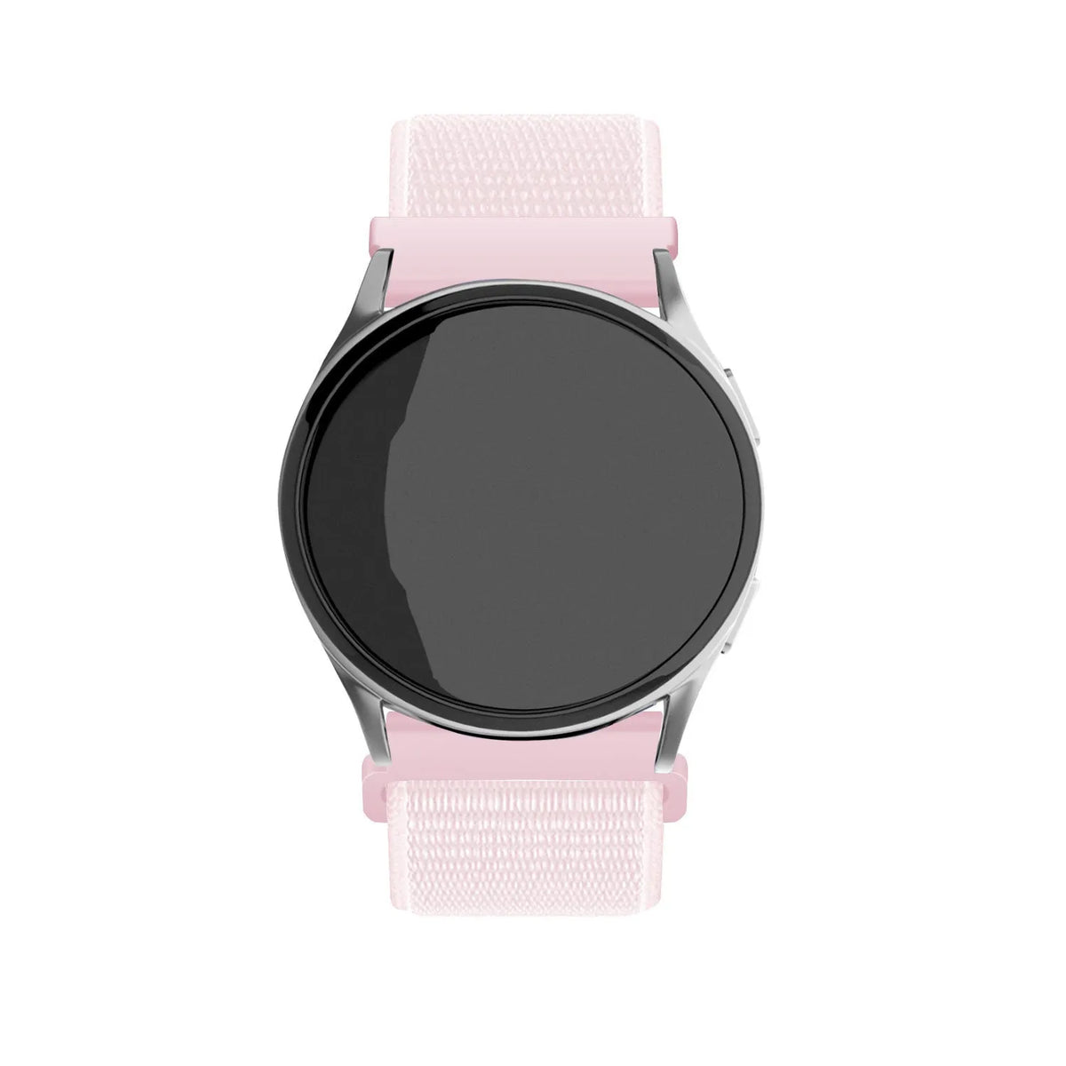 Nylon Strap, light pink, on a watch, direct front view