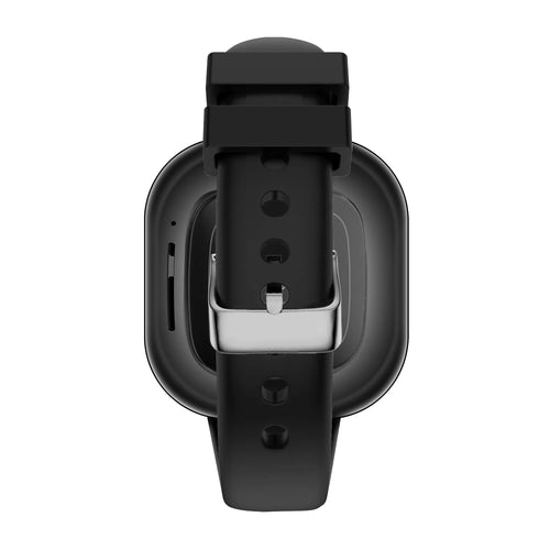 Silicone Strap 'Slim', black, on a watch, direct front view