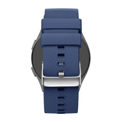 Silicone Strap 'Deluxe', dark blue, on a watch, direct front view