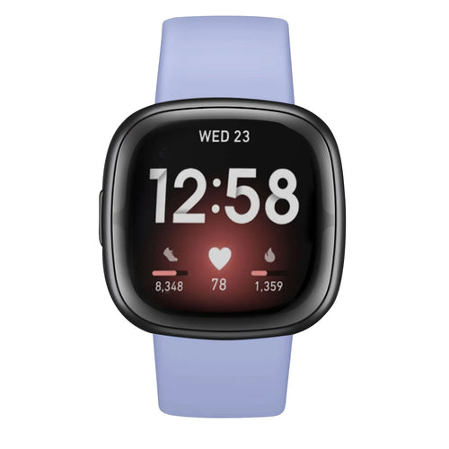 Silicone Strap 'Classic', lavender, on a watch, direct front view