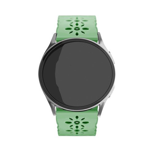 Patterned Silicone Strap, green, on a watch, direct front view