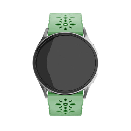 Patterned Silicone Strap, green, on a watch, direct front view