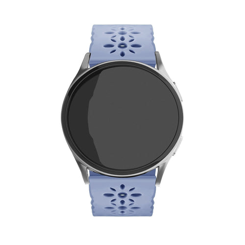 Patterned Silicone Strap, lavender grey, on a watch, direct front view