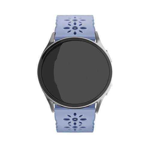 Patterned Silicone Strap, lavender grey, on a watch, direct front view