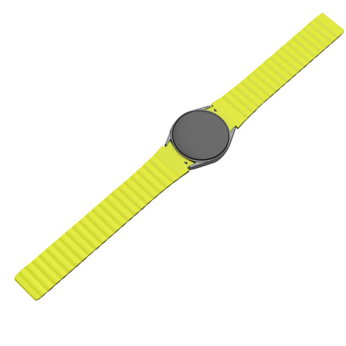 Magnetic Silicone Strap, black/yellow, on a watch, direct front view
