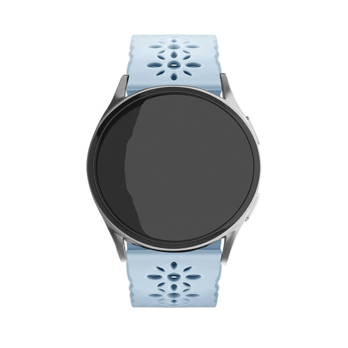Patterned Silicone Strap, mist blue, on a watch, direct front view