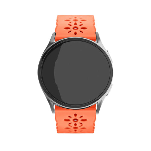 Patterned Silicone Strap, orange, on a watch, direct front view