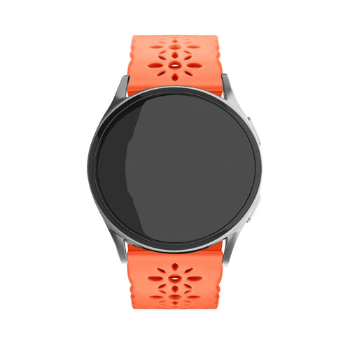 Patterned Silicone Strap, orange, on a watch, direct front view