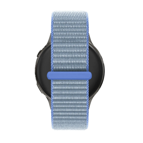 Nylon Loop Strap, light blue, on a watch, direct front view