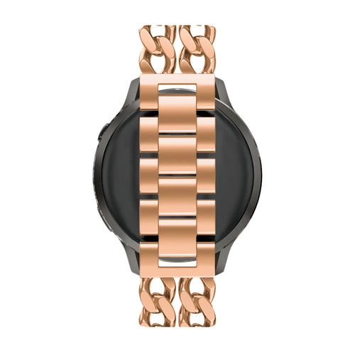 Metal Strap 'Double Chains', rose gold, on a watch, direct front view