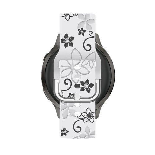 Bandz Garmin Venu 3s Silicone Strap 'Flowers' (White/Black)