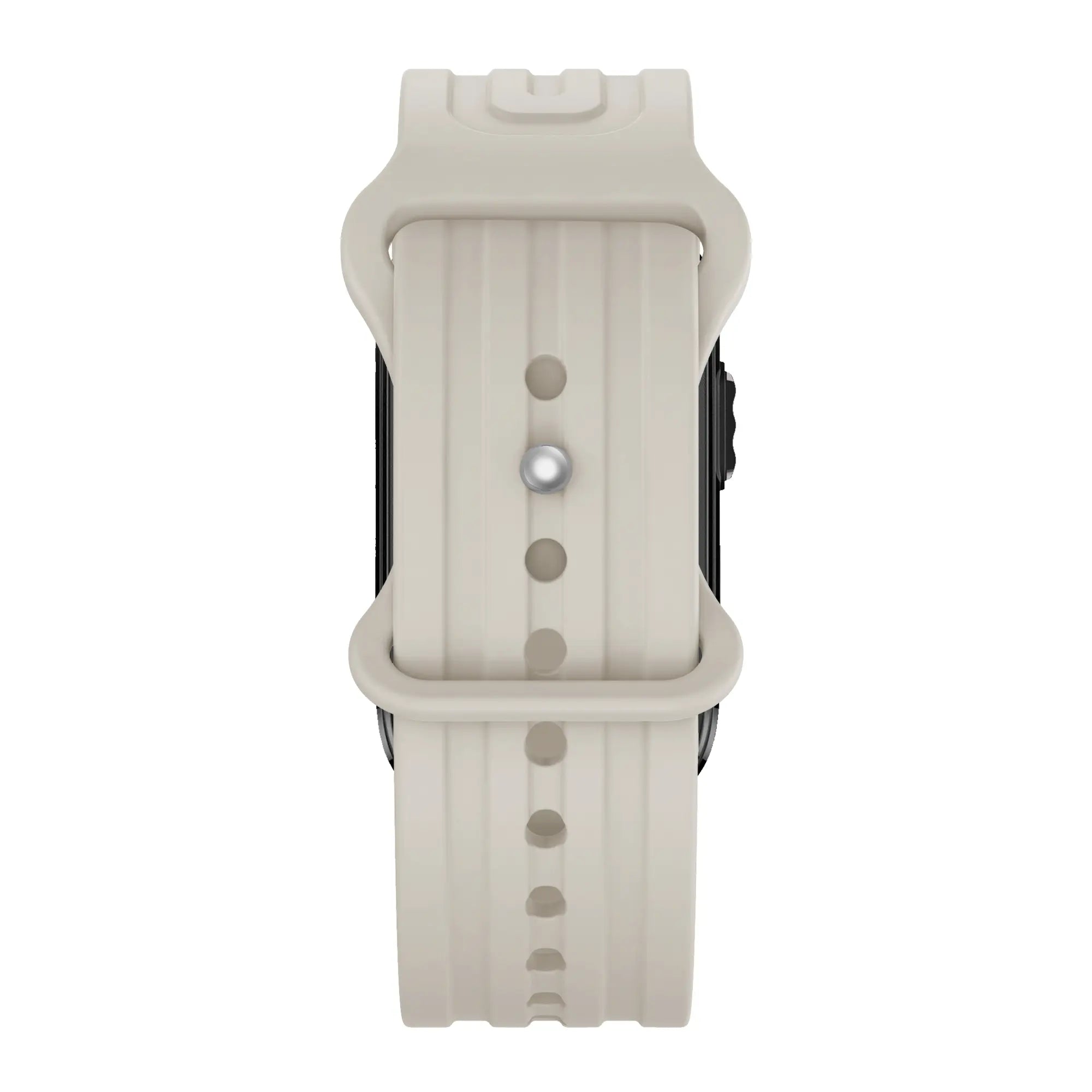 Silicone Strap 'Classic', starlight, on a watch, direct front view