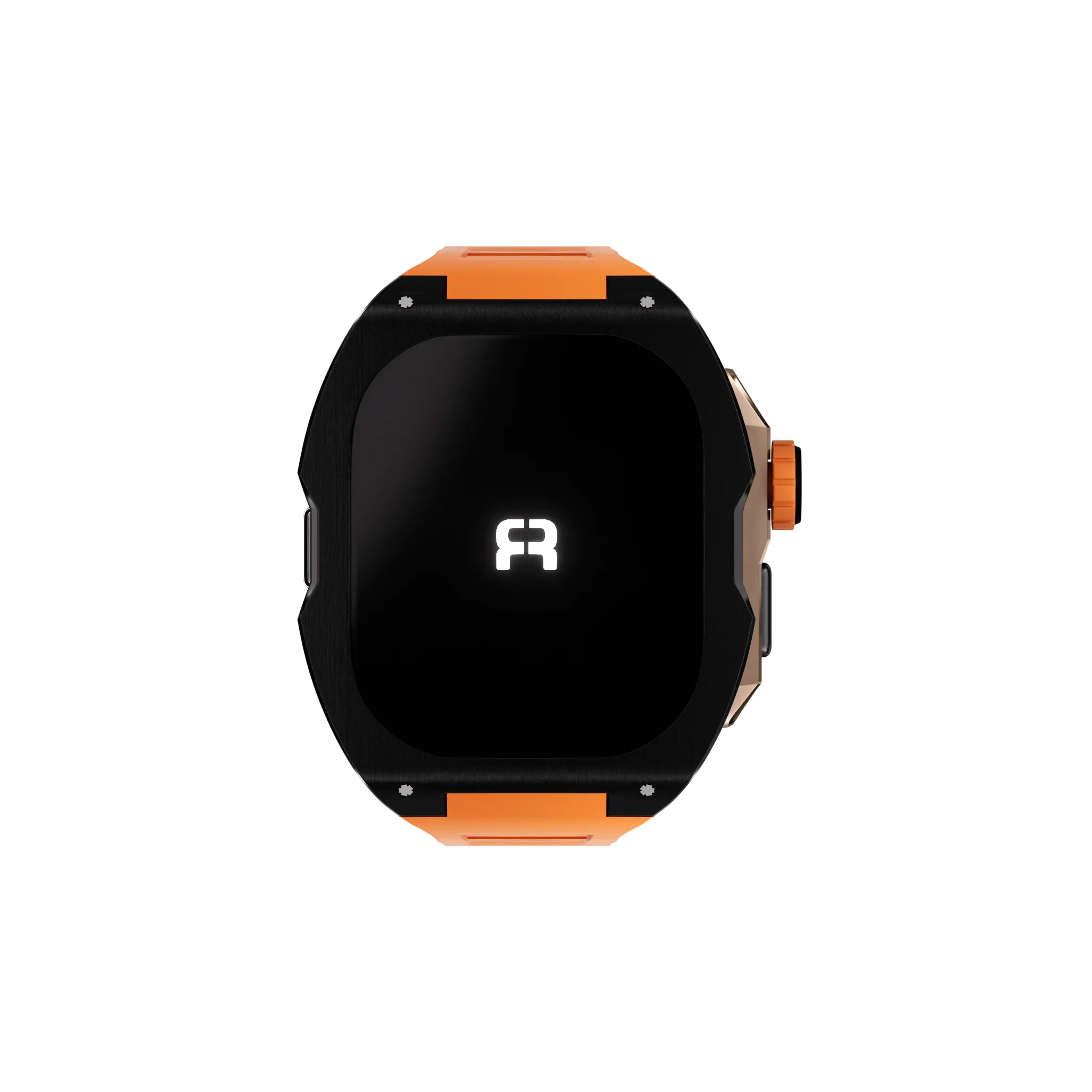 Reqior Apple Watch Ultra Case with Rubber Strap (Black/Orange)