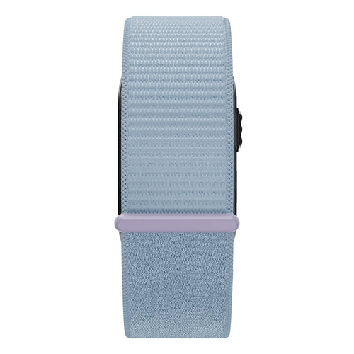 Nylon Strap 'Classic', light blue, on a watch, direct front view