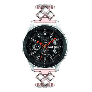 Steel Diamond Strap, pink, on a watch, direct front view