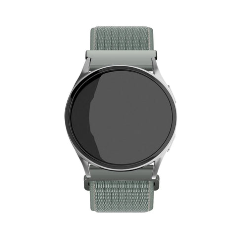 Nylon Strap, grey-green, on a watch, direct front view