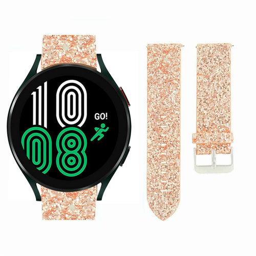 Leather Strap with Glitters, rose gold, on a watch, direct front view