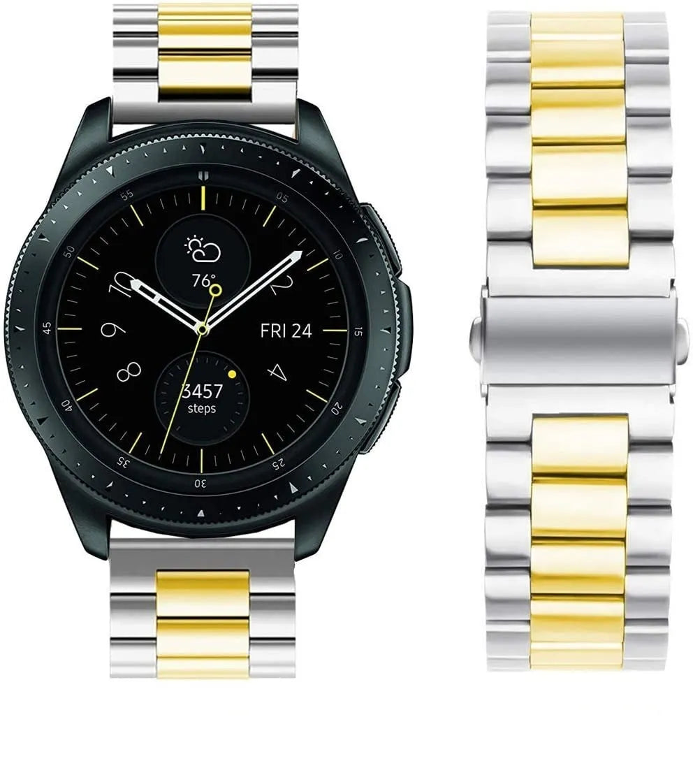 Steel Strap, silver/gold, on a watch, direct front view