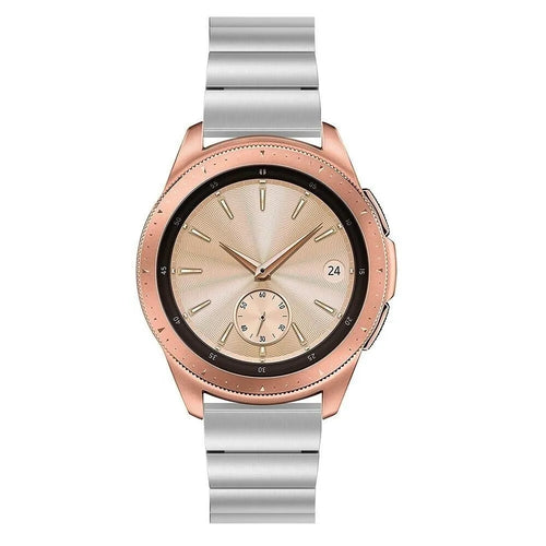 Premium Metal Strap, silver, on a watch, direct front view