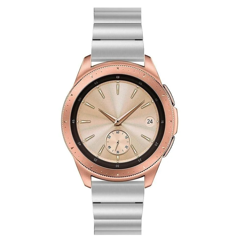 Premium Metal Strap, silver, on a watch, direct front view
