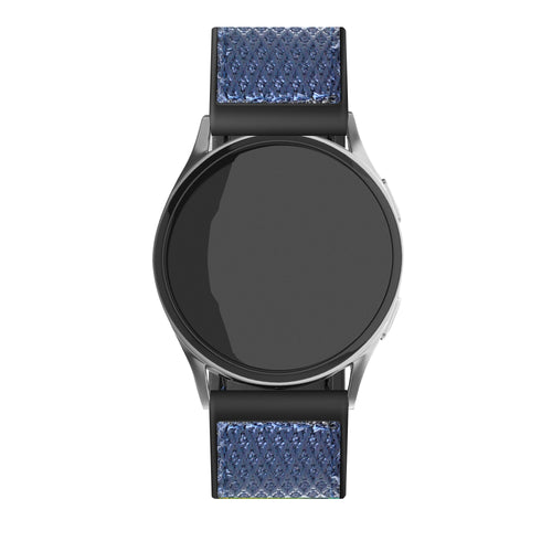 Nylon Hybrid Strap, blue, on a watch, direct front view