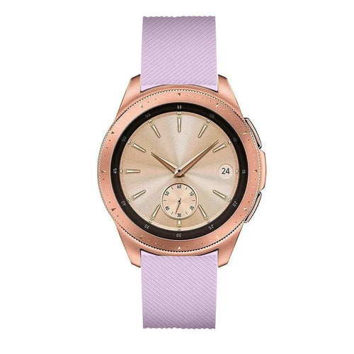 Twill Silicone Strap, lilac, on a watch, direct front view