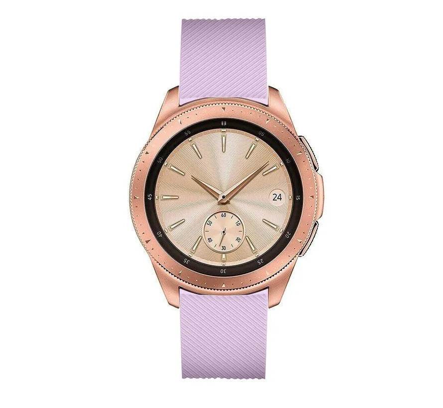 Twill Silicone Strap, lilac, on a watch, direct front view