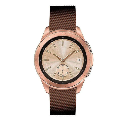 Twill Silicone Strap, brown, on a watch, direct front view