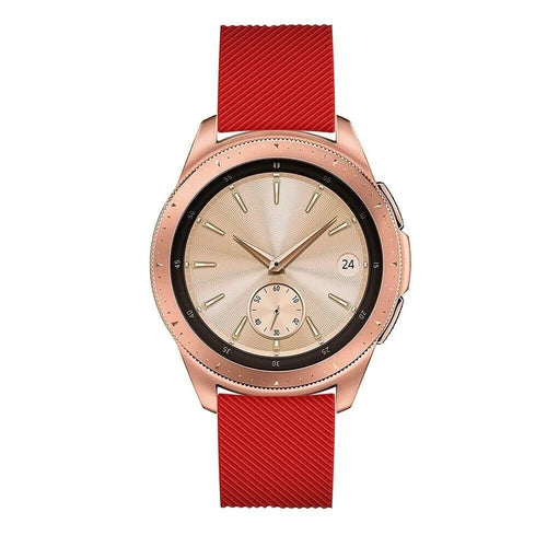 Twill Silicone Strap, red, on a watch, direct front view
